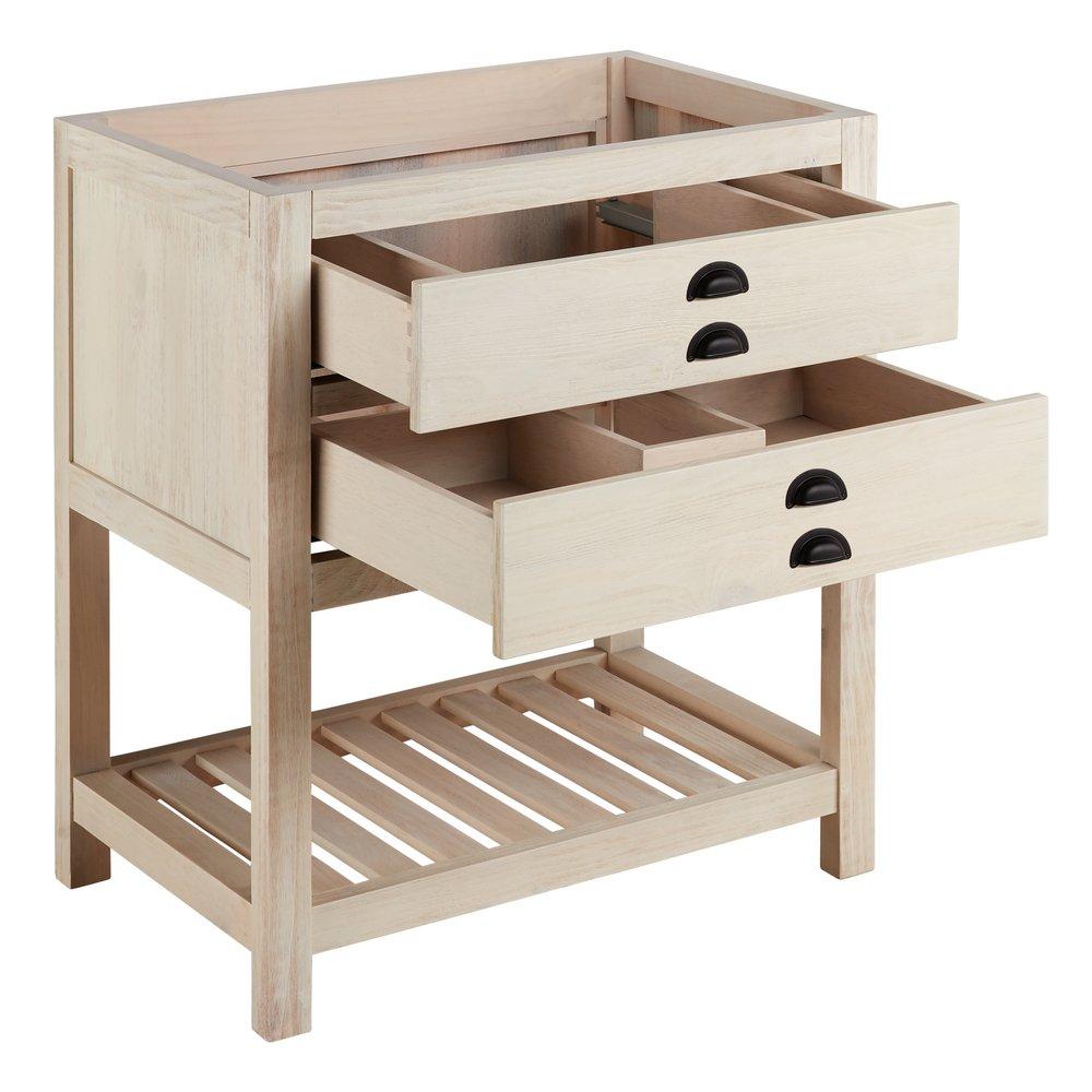 Signature Hardware Cottage White Floor Mount Vanity in Whitewash Pine 