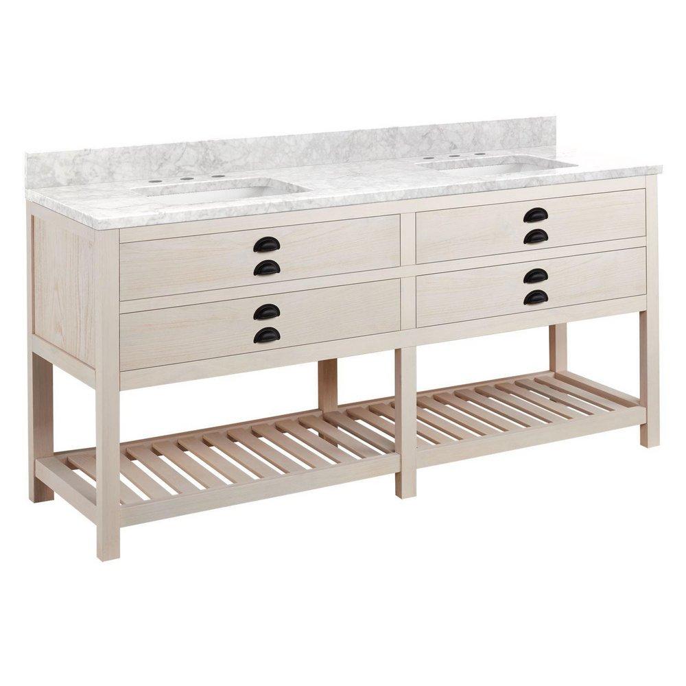 Signature Hardware Whitewash Pine Floor Mount Vanity in Whitewash Pine 