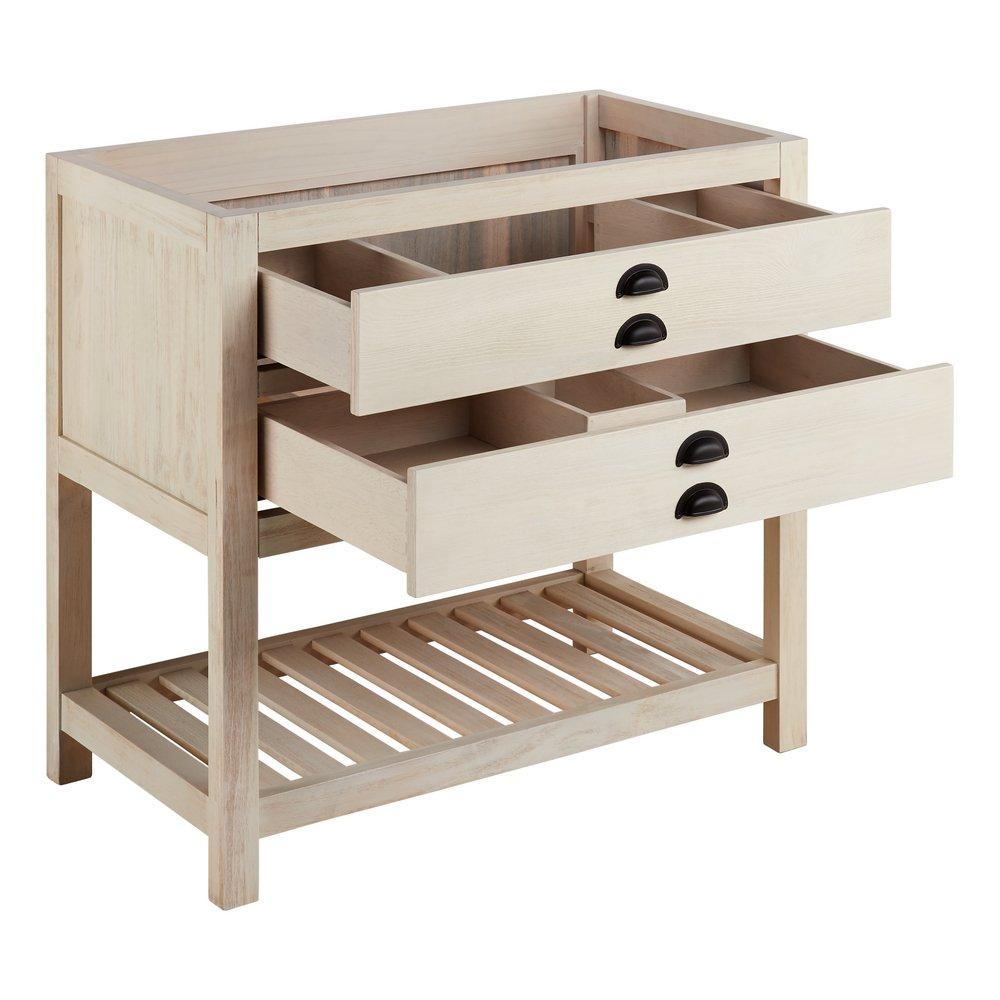 Signature Hardware Cottage White Floor Mount Vanity in Whitewash Pine 