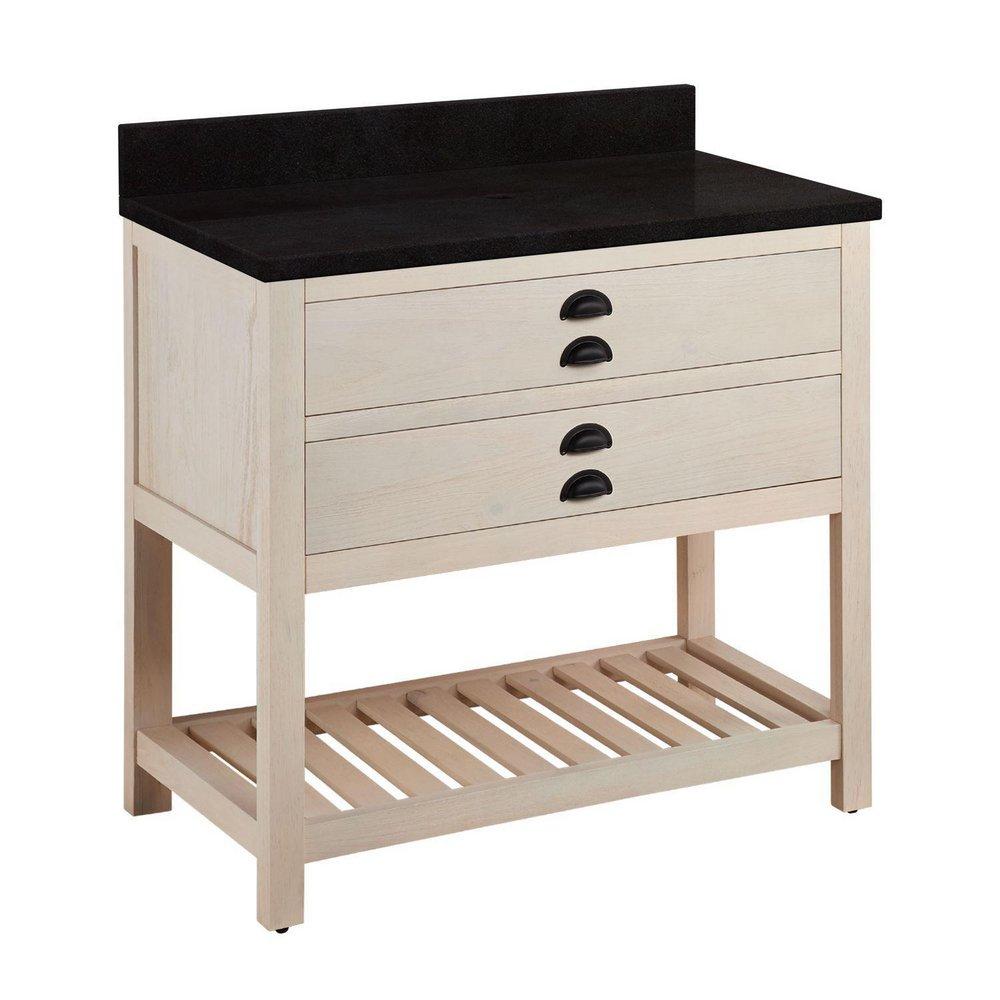 Signature Hardware Cottage White Floor Mount Vanity in Whitewash Pine 