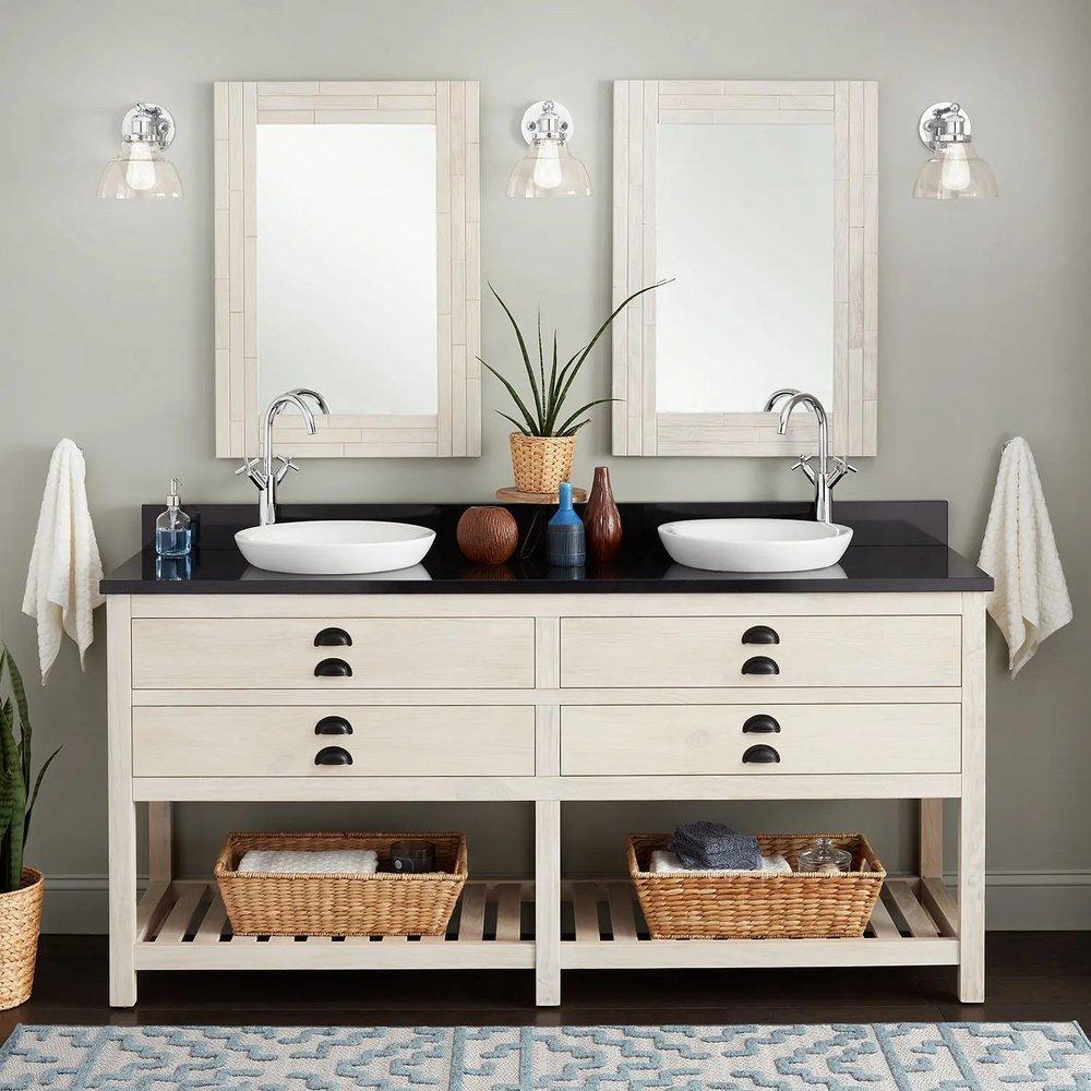 Signature Hardware Whitewash Pine Floor Mount Vanity in Whitewash Pine 