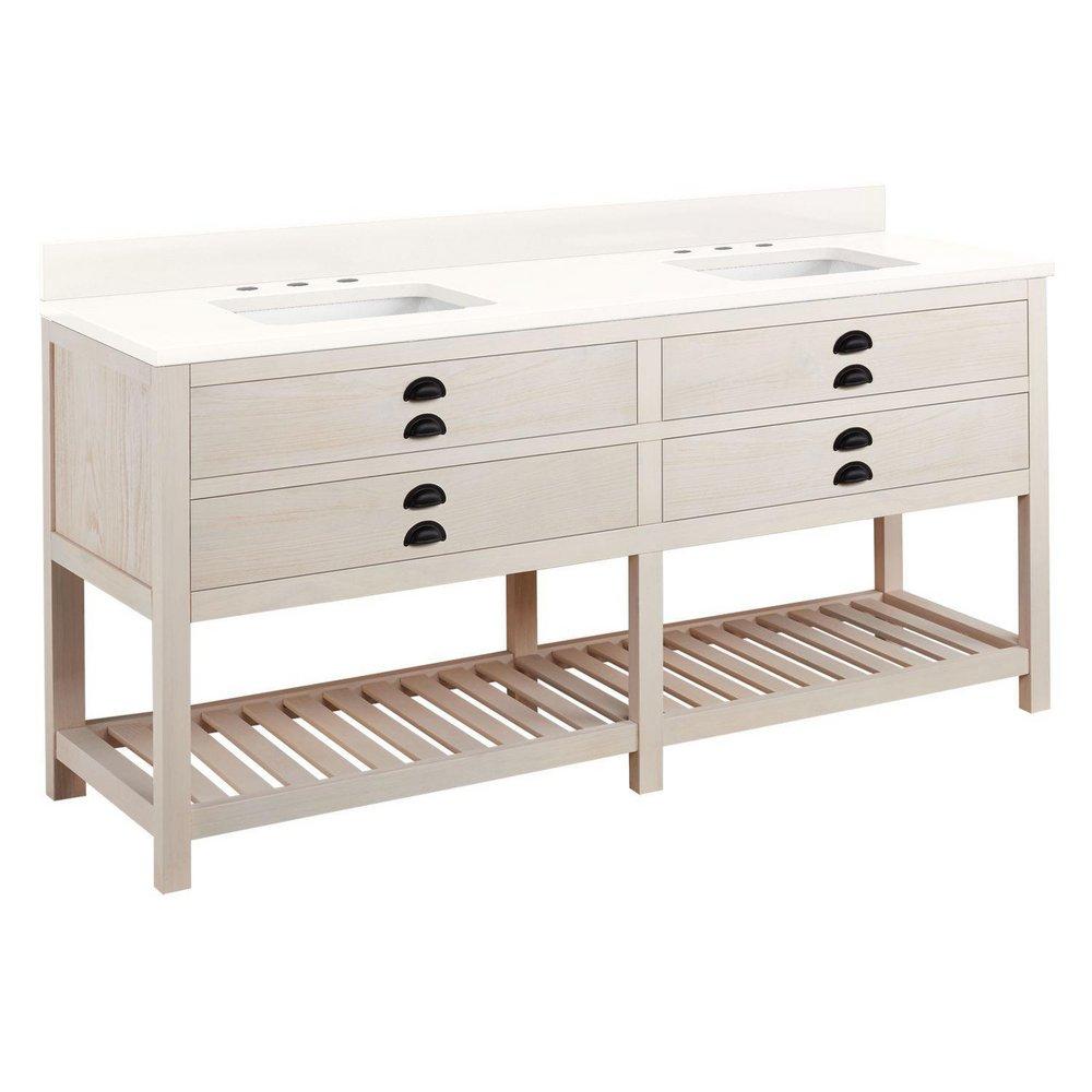 Signature Hardware Whitewash Pine Floor Mount Vanity in Whitewash Pine 
