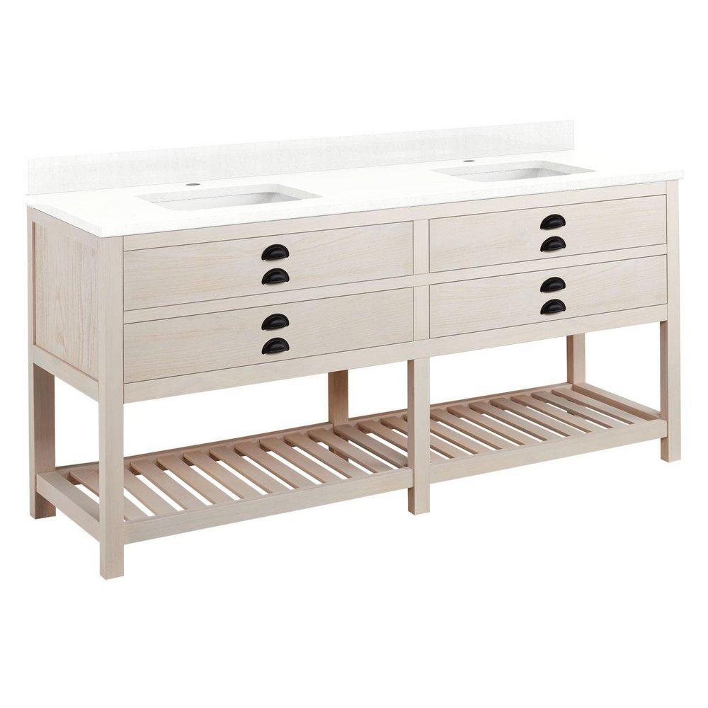 Signature Hardware Whitewash Pine Floor Mount Vanity in Whitewash Pine 