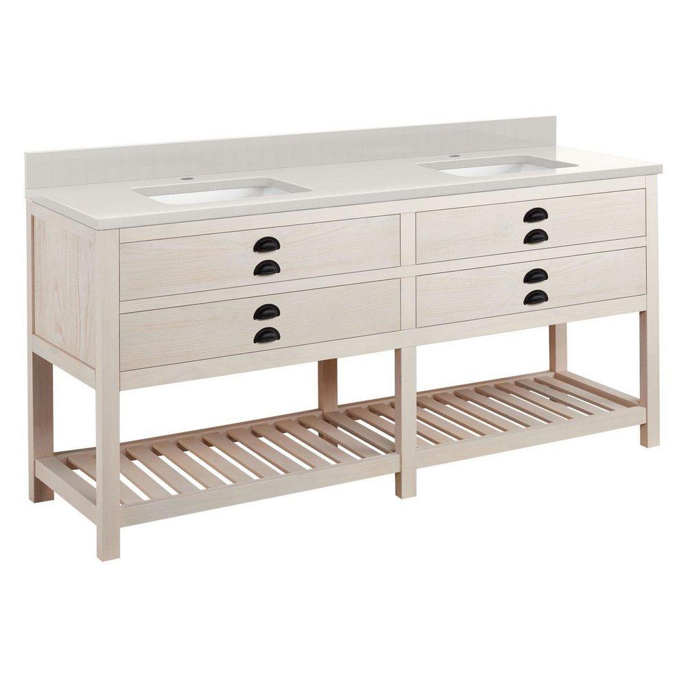 Signature Hardware Whitewash Pine Floor Mount Vanity in Whitewash Pine 