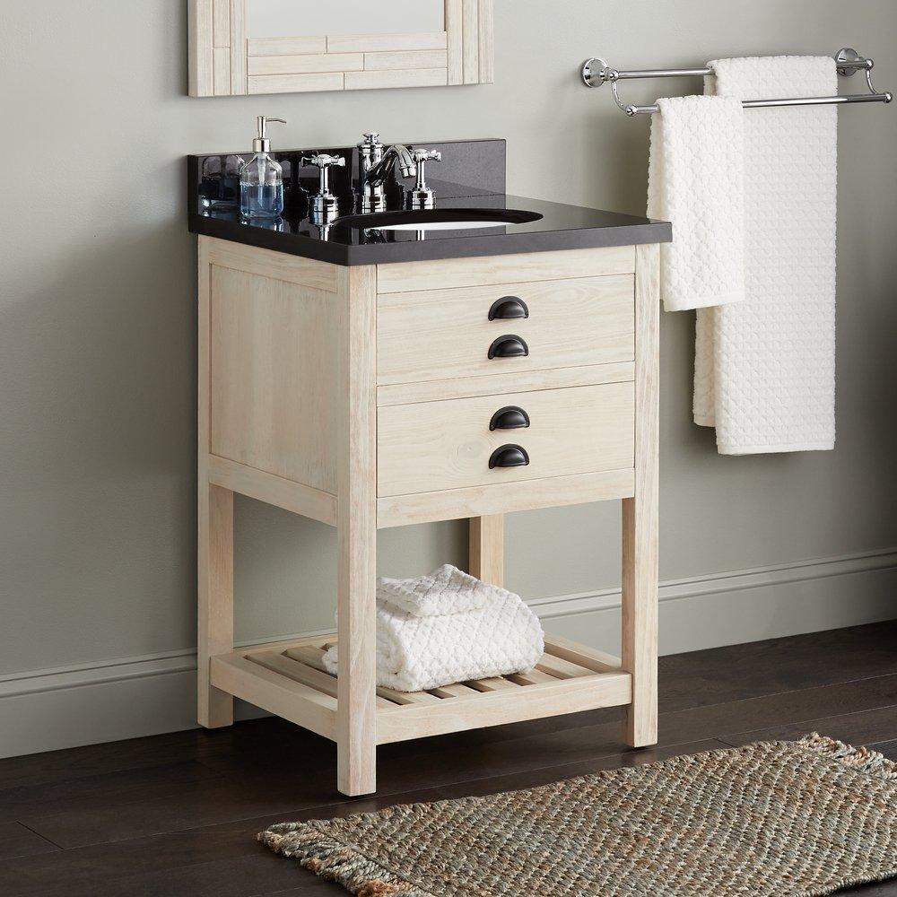 Signature Hardware Cottage White Floor Mount Vanity in Whitewash Pine 