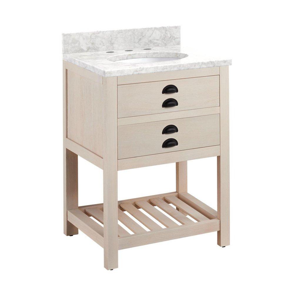 Signature Hardware Cottage White Floor Mount Vanity in Whitewash Pine 