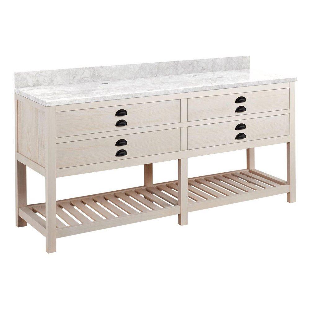 Signature Hardware Cottage White Floor Mount Vanity in Whitewash Pine 