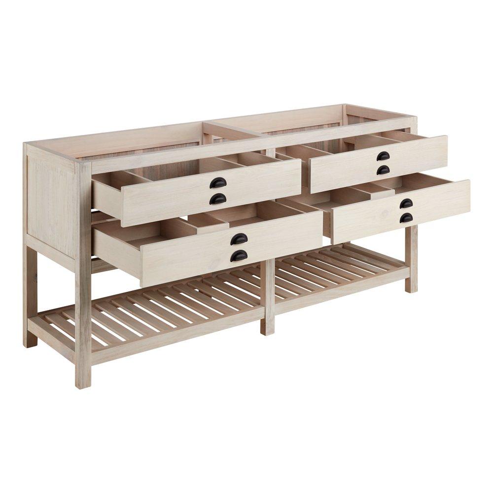 Signature Hardware Cottage White Floor Mount Vanity in Whitewash Pine 