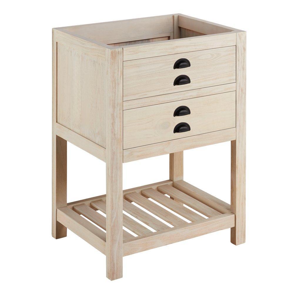 Signature Hardware Cottage White Floor Mount Vanity in Whitewash Pine 