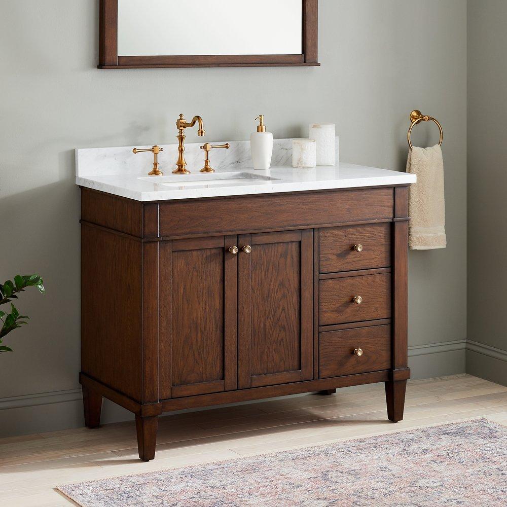 Signature Hardware Antique Coffee 42 in. Floor Mount Vanity 