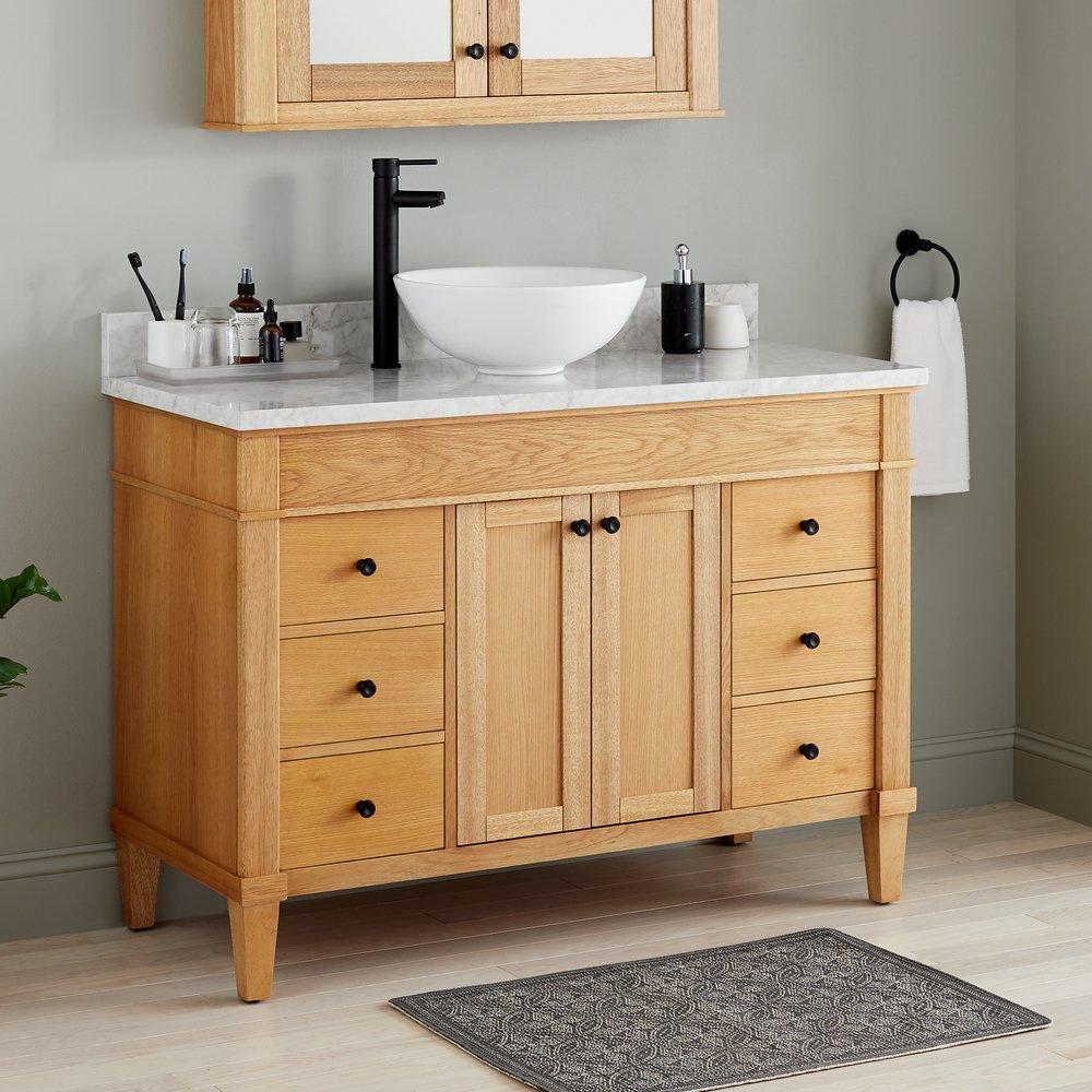 Signature Hardware White Oak 48 in. Floor Mount Vanity 