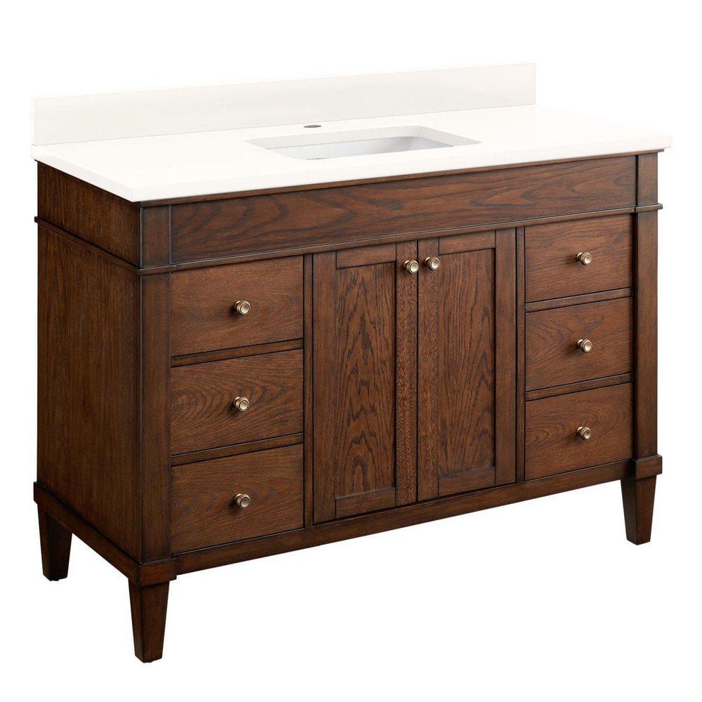 Signature Hardware Antique Coffee 48 in. Floor Mount Vanity 