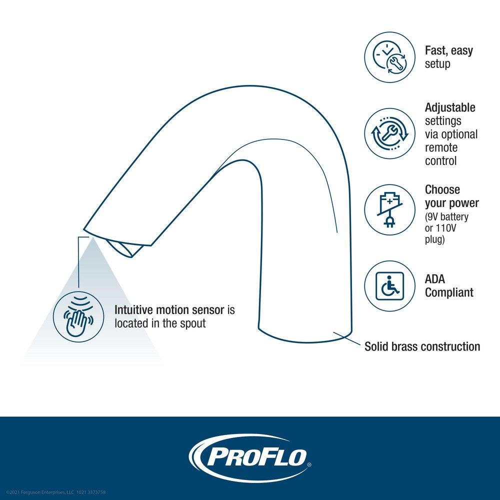 PROFLO® Chrome 0.5 gpm Single Hole Deck Mount Gooseneck Sensor Faucet 