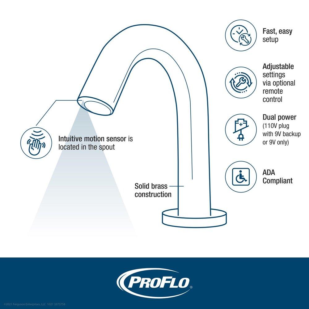 PROFLO® Chrome 0.5 gpm Single Hole Deck Mount Sensor Bathroom Sink Faucet 