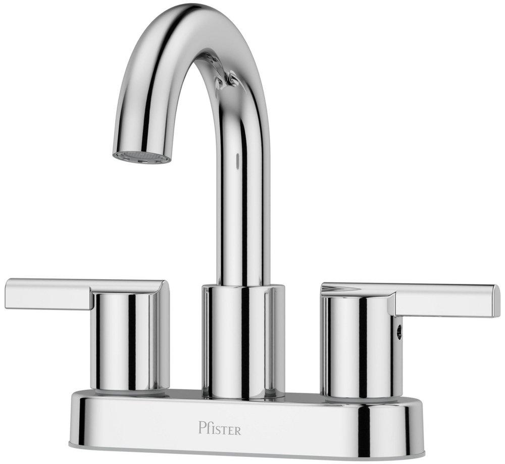 Pfister Polished Chrome Two Handle Centerset Bathroom Sink Faucet 