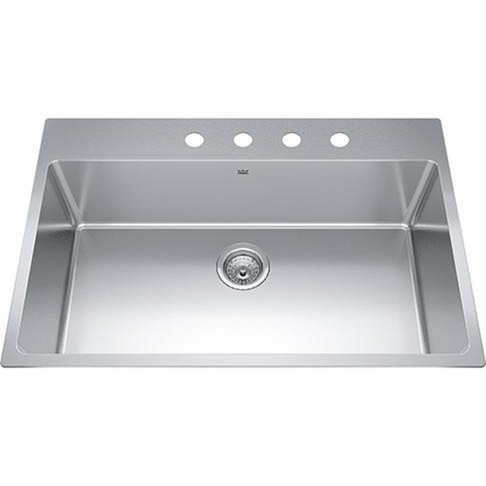 FHP Kindred Satin 32-7/8 x 22 in. 4-Hole Stainless Steel Single Bowl Drop-in Kitchen Sink in Satin 