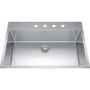 32-7/8 x 22 in. 4-Hole Stainless Steel Single Bowl Drop-in Kitchen Sink with Rear Drain in Satin