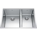 FHP Kindred Satin 26-9/16 x 18-1/8 in. No-Hole Stainless Steel Double Bowl Undermount Kitchen Sink 