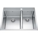 FHP Kindred Satin 26-15/16 x 20-7/8 in. Stainless Steel Double Bowl Drop-in Kitchen Sink in Satin 