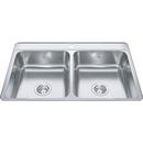 FHP Kindred Steel 33 x 22 in. Stainless Steel Double Bowl Drop-in Kitchen Sink in Satin 