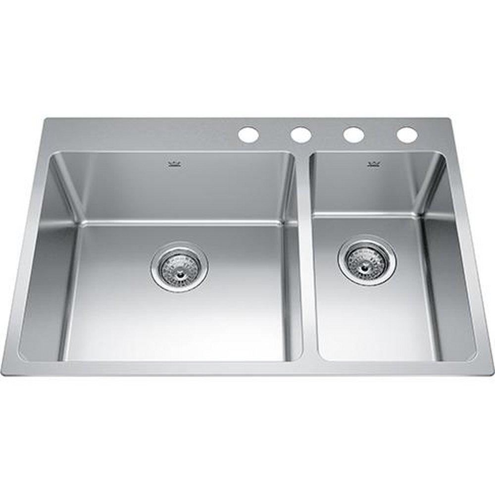 FHP Kindred Satin 30-7/8 x 20-7/8 in. Stainless Steel Double Bowl Drop-in Kitchen Sink in Satin 