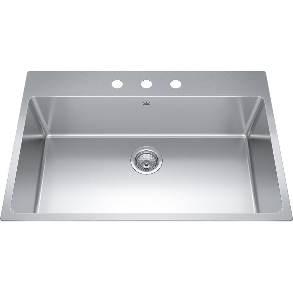 FHP Kindred Steel 32-7/8 x 22 in. Stainless Steel Single Bowl Drop-in Kitchen Sink in Satin 