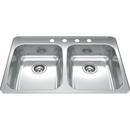 FHP Kindred Satin 33-1/4 x 22 in. Stainless Steel Double Bowl Drop-in Kitchen Sink in Satin 