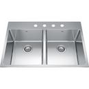 32-7/8 x 22 in. 4-Hole Stainless Steel Double Bowl Drop-in Kitchen Sink in Satin