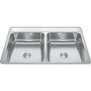 33 x 22 in. 1-Hole Stainless Steel Double Bowl Drop-in Kitchen Sink in Satin