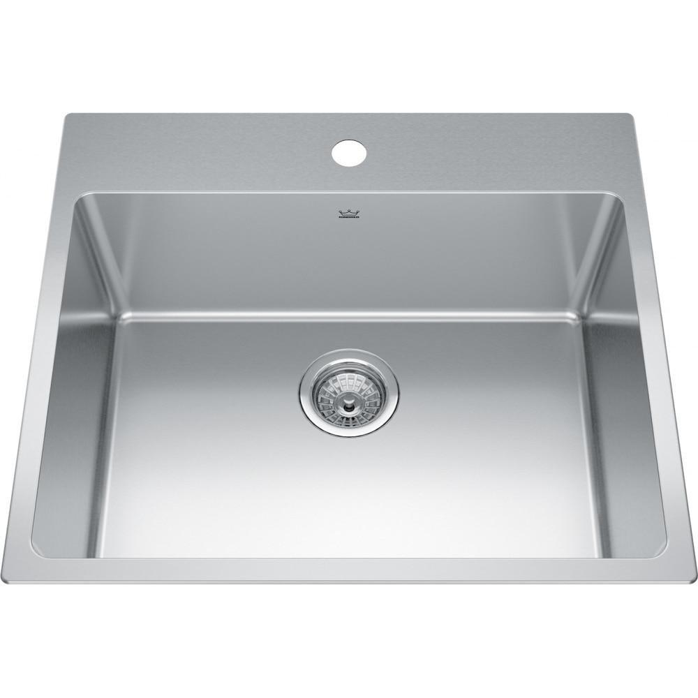 FHP Kindred Steel 25 x 22 in. Stainless Steel Single Bowl Drop-in Kitchen Sink in Satin 