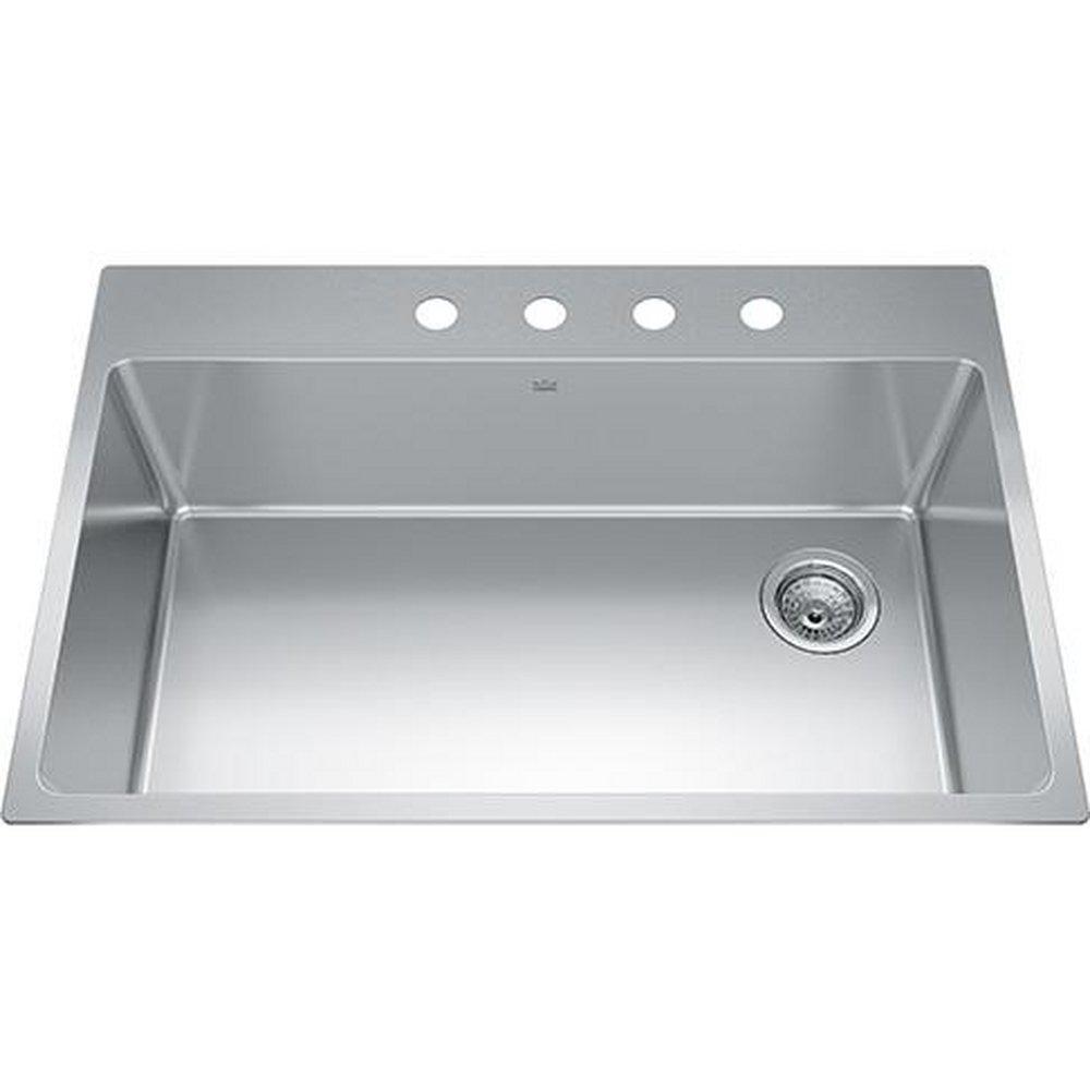 FHP Kindred Satin 32-7/8 x 22 in. 4-Hole Stainless Steel Single Bowl Drop-in Kitchen Sink in Satin 
