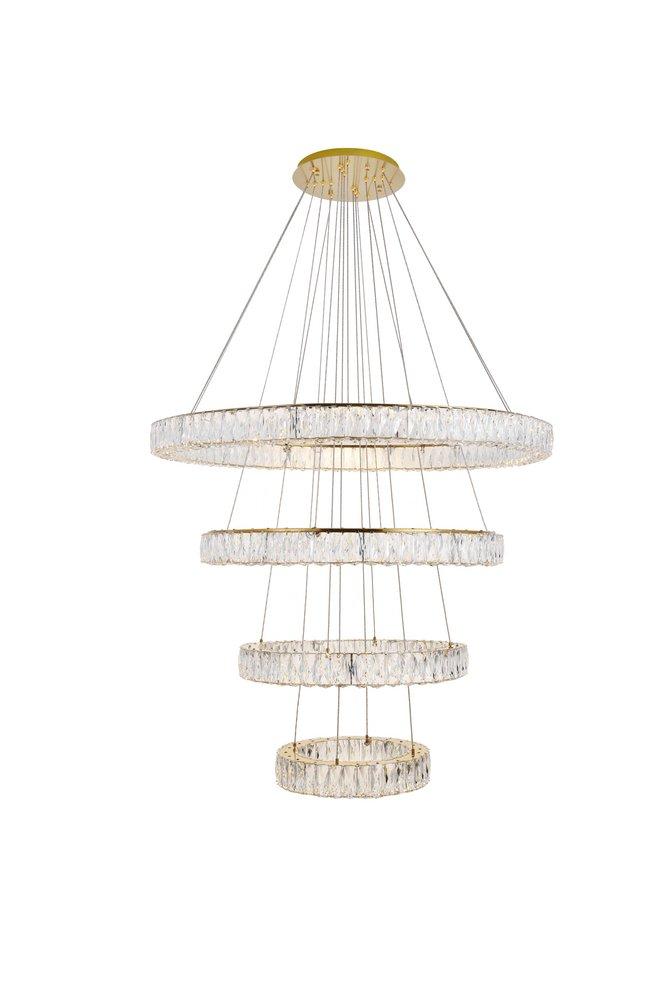 Elegant Lighting Gold 142 x 41-7/10 in. 160W 4-Tier 4-Light Integrated Contemporary Chandelier 
