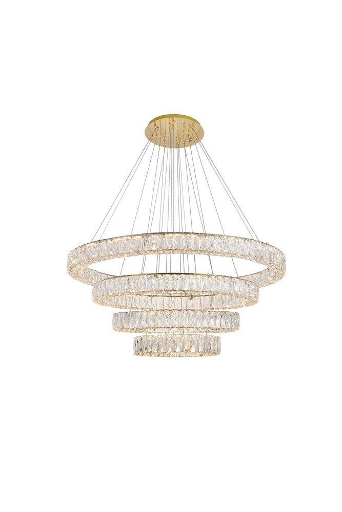Elegant Lighting Gold 142 x 41-7/10 in. 160W 4-Tier 4-Light Integrated Contemporary Chandelier 
