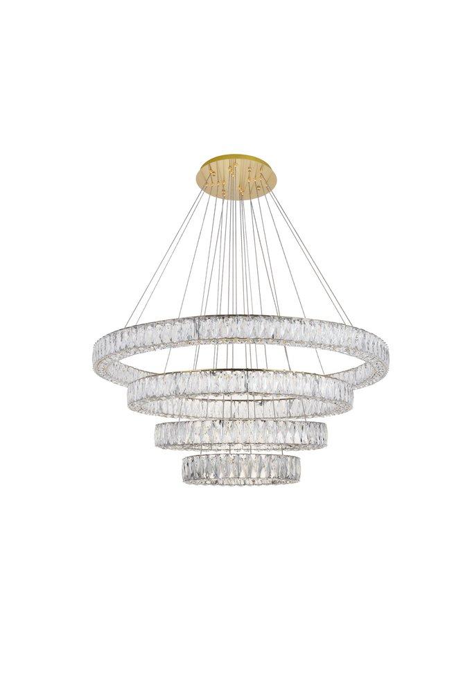 Elegant Lighting Gold 142 x 41-7/10 in. 160W 4-Tier 4-Light Integrated Contemporary Chandelier 