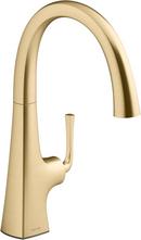 KOHLER Vibrant&reg; Brushed Moderne Brass Single Handle Kitchen Faucet 