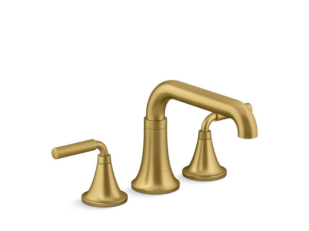 KOHLER Vibrant&reg; Brushed Moderne Brass Two Handle Roman Tub Faucet (Trim Only) 