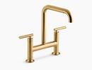 KOHLER Vibrant&reg; Brushed Moderne Brass Two Handle Bridge Kitchen Faucet 