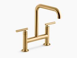 Two Handle Bridge Kitchen Faucet in Vibrant&reg; Brushed Moderne Brass