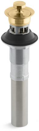 Sink Drain with Metal Stopper and with Overflow in Vibrant Brushed Moderne Brass