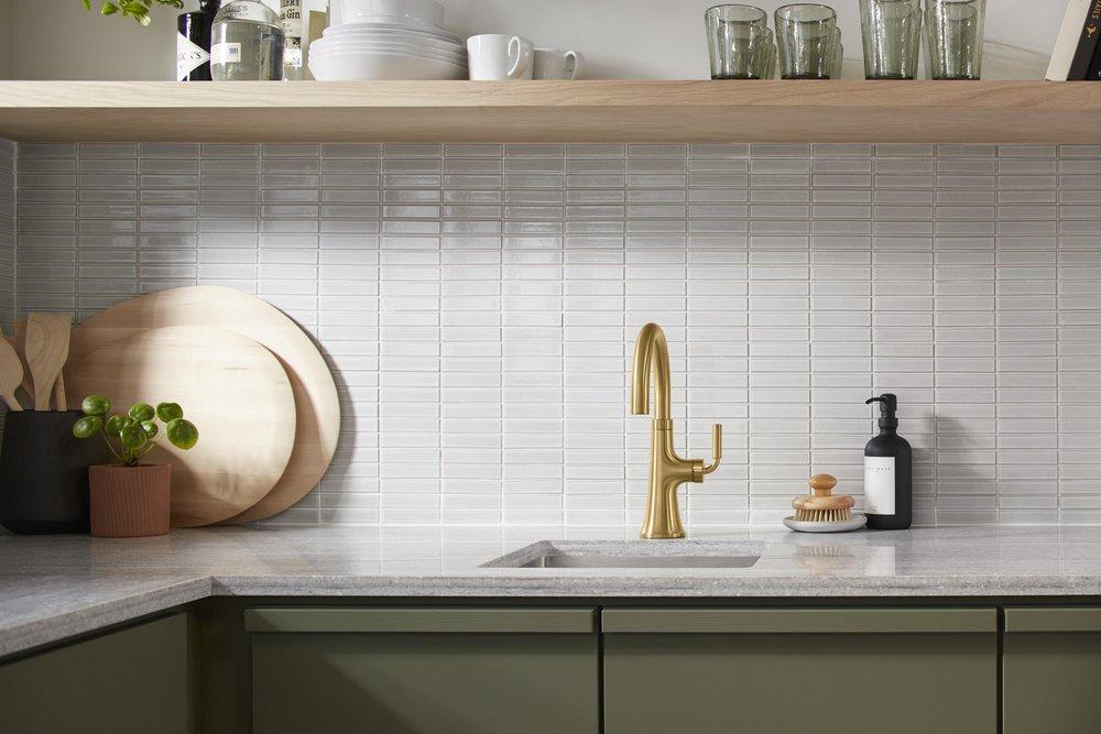 KOHLER Vibrant&reg; Brushed Moderne Brass Single Handle Lever Bar Faucet 