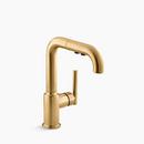 KOHLER Vibrant&reg; Brushed Moderne Brass Single Handle Pull Out Touch Activated Kitchen Faucet 