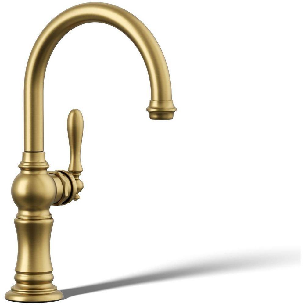 KOHLER Vibrant Brushed Moderne Brass Single Handle Lever Handle Bar Faucet 