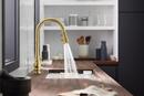 KOHLER Vibrant&reg; Brushed Moderne Brass Single Handle Pull Down Kitchen Faucet 
