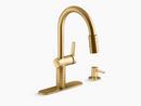 KOHLER Vibrant&reg; Brushed Moderne Brass Pull Down Kitchen Faucet 