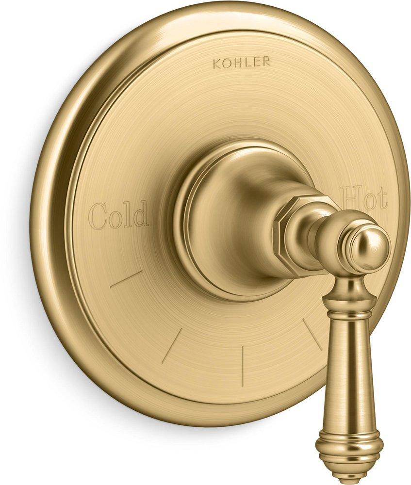 KOHLER Vibrant&reg; Brushed Moderne Brass Thermostatic Valve Trim with Lever Handle 
