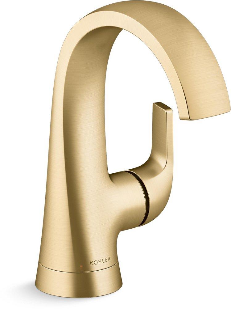 thumbnail image 2 of KOHLER Cursiva 8 Double Handle Bathroom Faucet – Vibrant Brushed Moderne Brass – 3 Hole Widespread 2 of 3