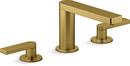KOHLER Vibrant Brushed Moderne Brass Two Handle Widespread Bathroom Sink Faucet with Pop-Up 