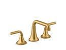 Two Handle Widespread Bathroom Sink Faucet in Vibrant Brushed Moderne Brass