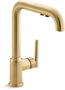 Single Handle Pull Out Kitchen Faucet in Vibrant® Brushed Moderne Brass