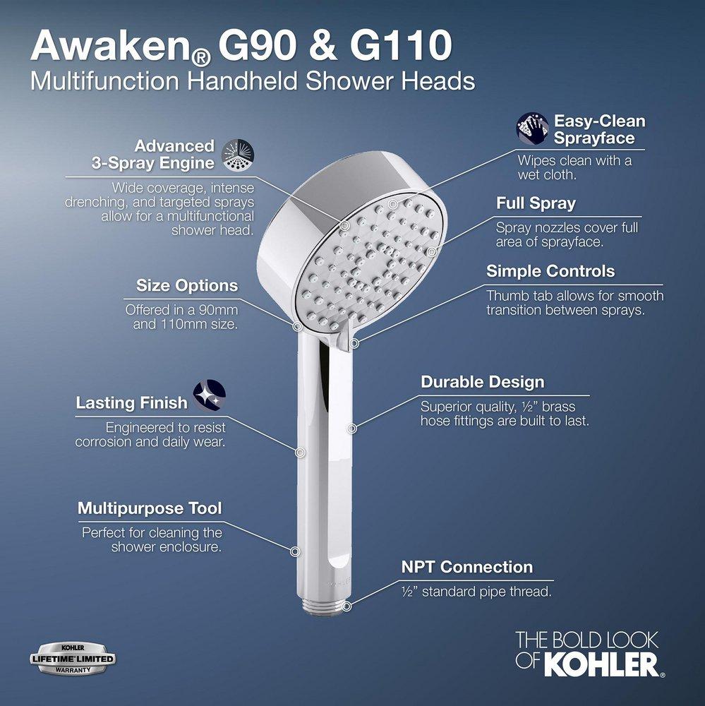 KOHLER Vibrant&reg; Brushed Moderne Brass Multi Function Hand Shower 